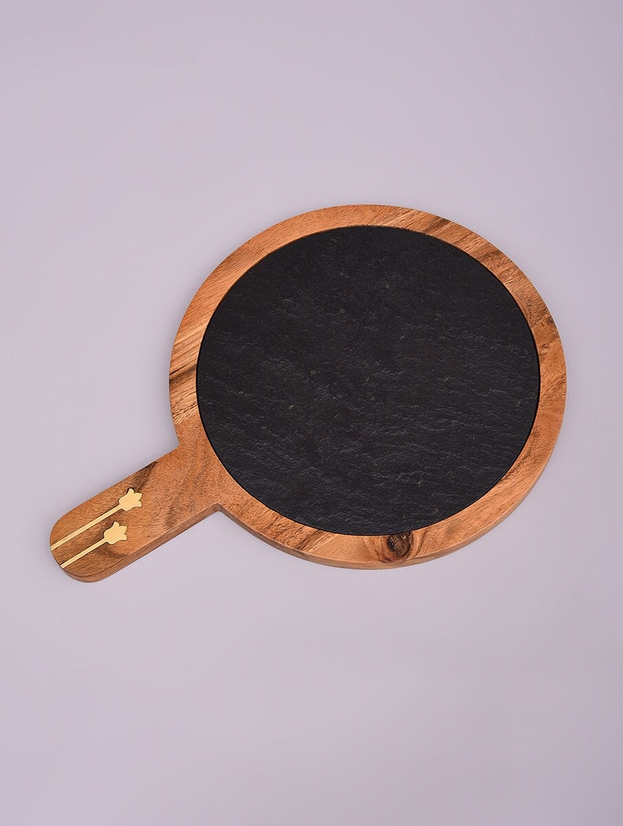 Black Marble and Wood Cheese Board