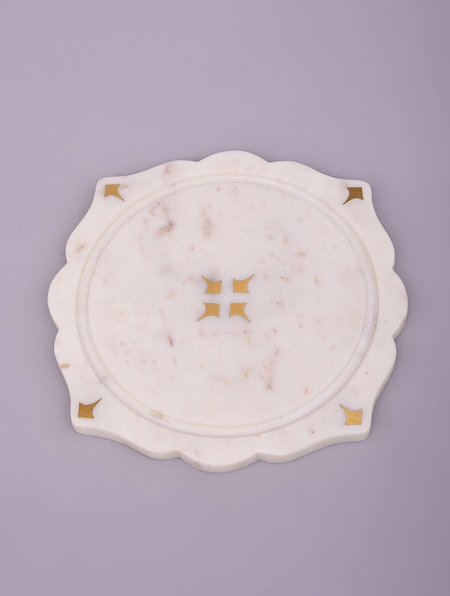 White Marble Cheese Cloche with Clear Dome Cover