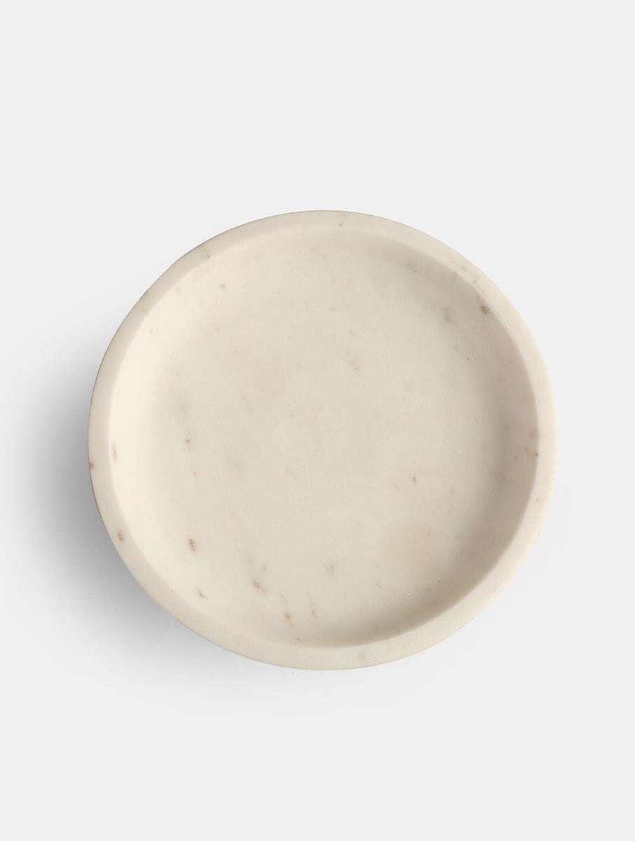 White Hand Crafted Marble Hand Carved Cake Stand