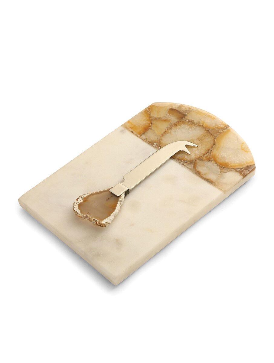 Agate and Marble Cheese Board & Serving Platter with Cheese Knife