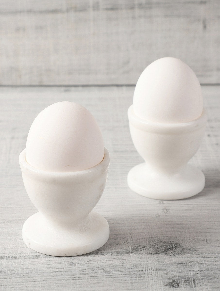 White Marble Egg Cups – Set of 2