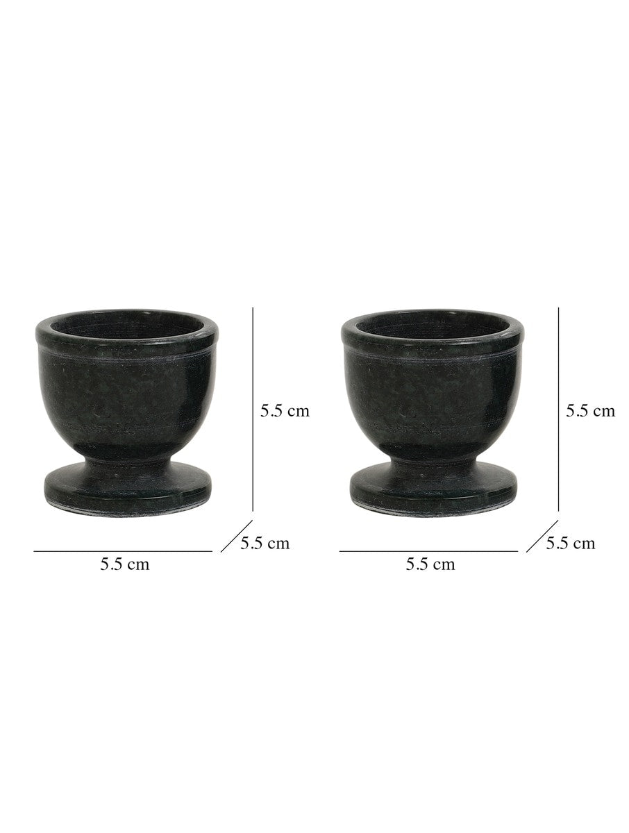 Black Marble Egg Cups Set of Two