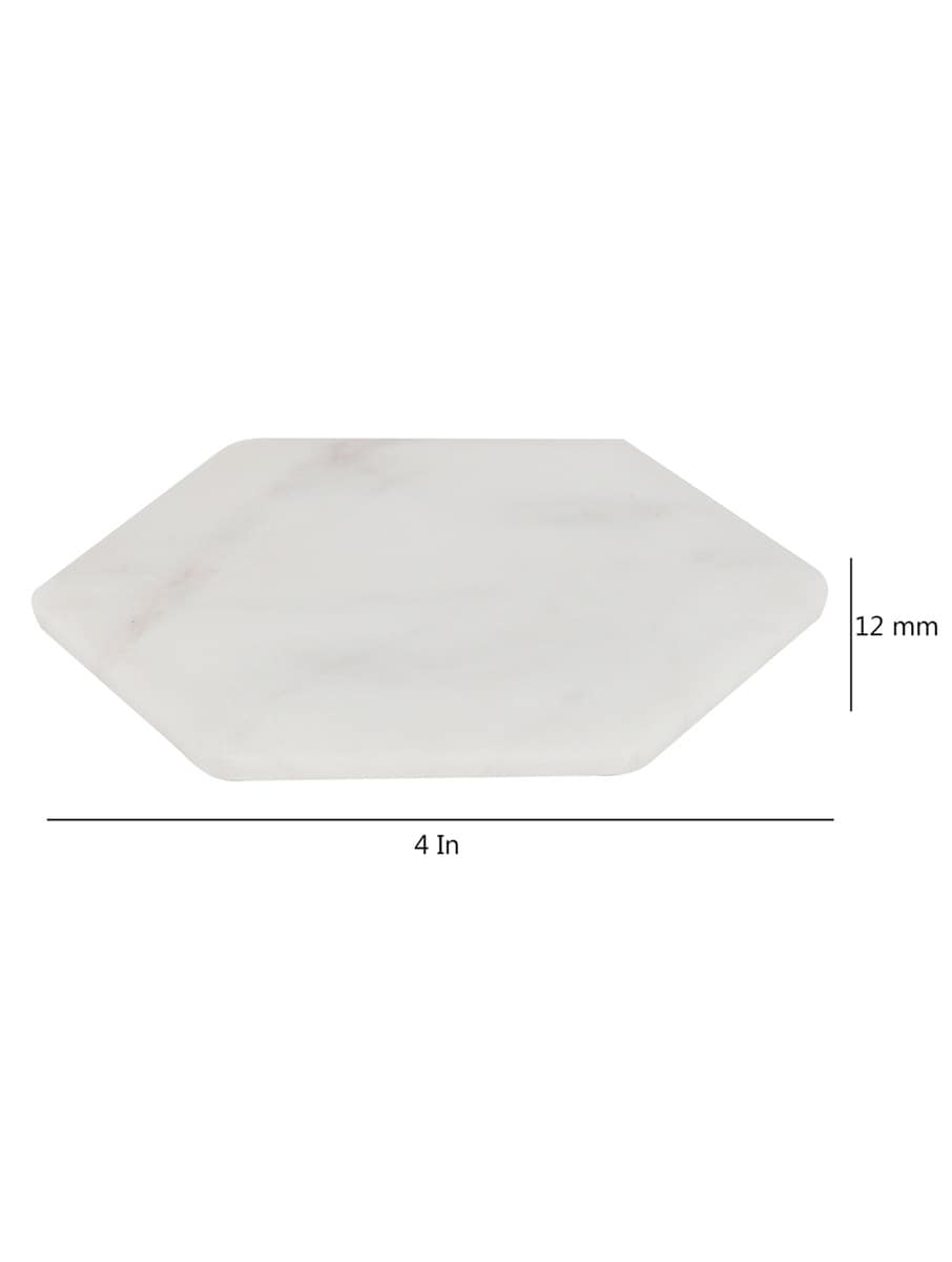 White Marble Hexagonal Coasters – Set of Four
