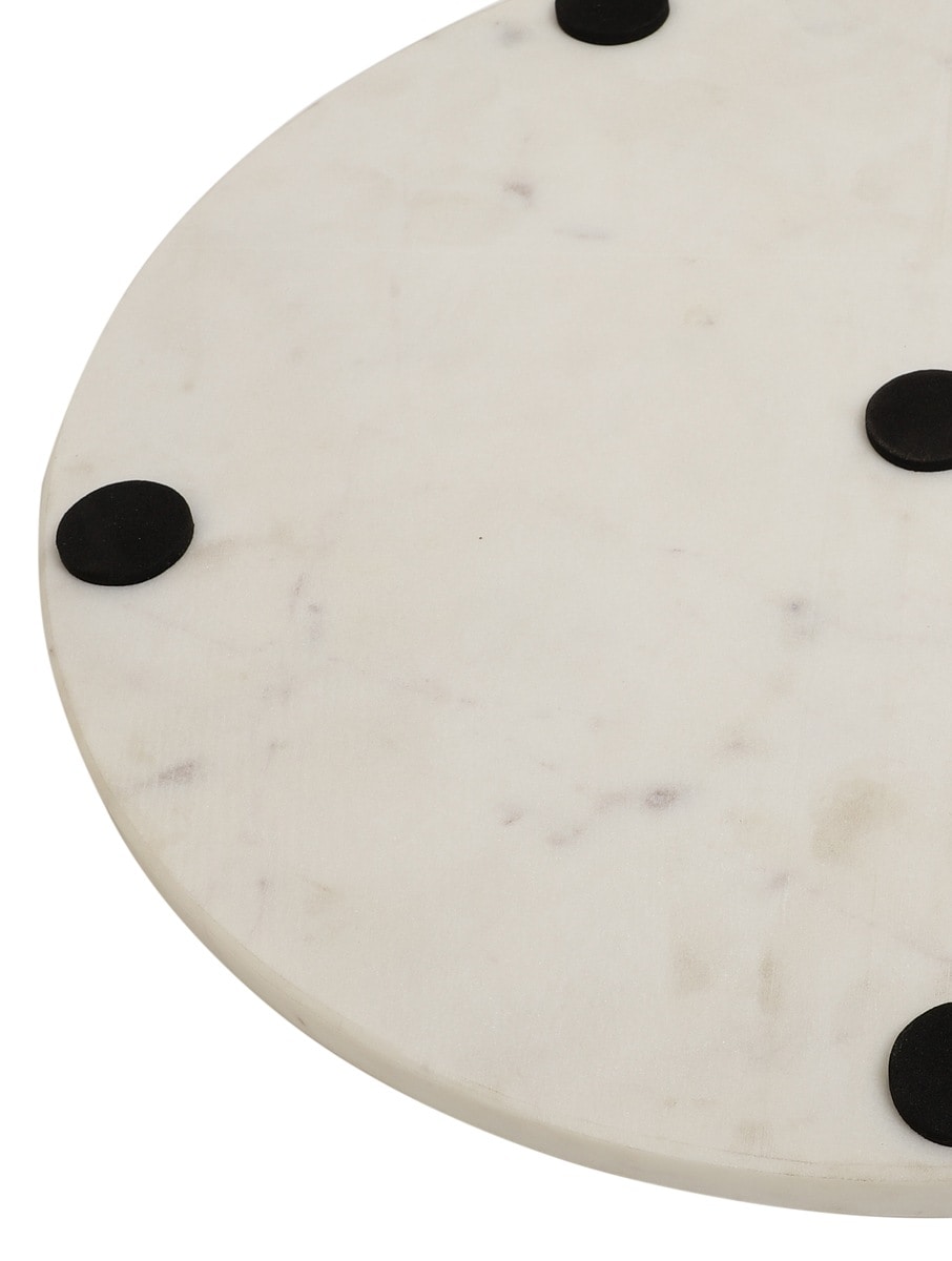Handcrafted White Marble Round Serving Plate