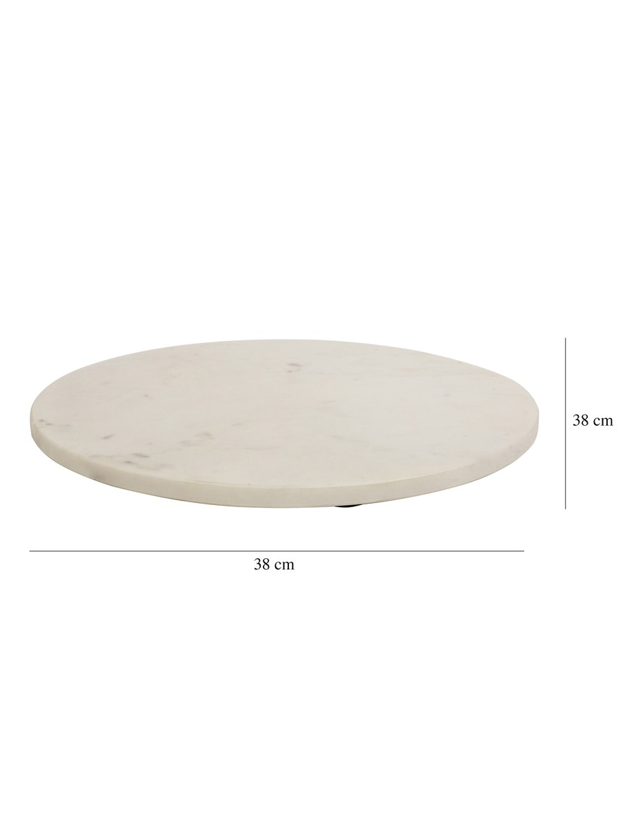 Handcrafted White Marble Round Serving Plate