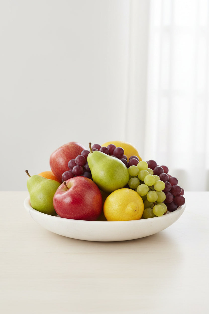 Handcrafted White Marble Shallow Serving Bowl