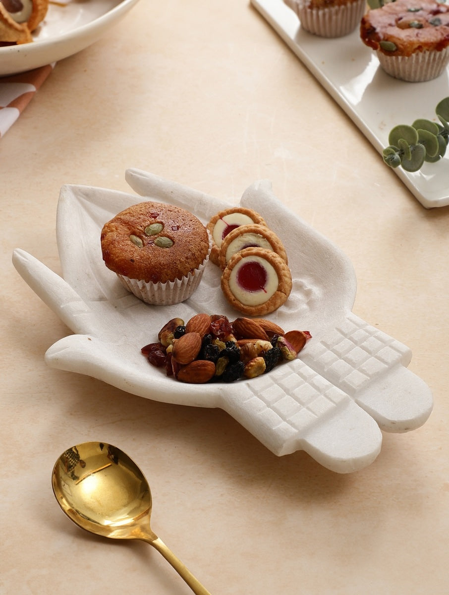 White Marble Hand-Shaped Serving and Decor Platter