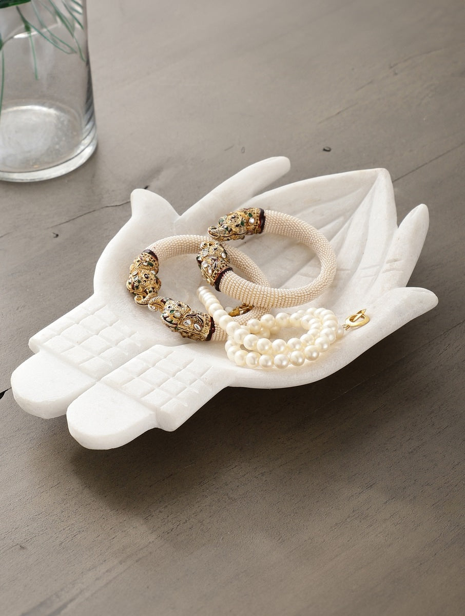 White Marble Hand-Shaped Serving and Decor Platter