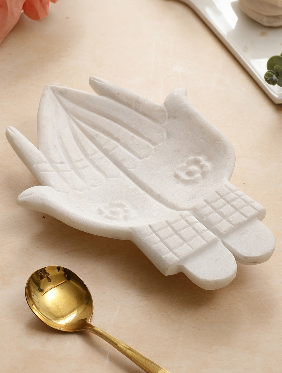White Marble Hand-Shaped Serving and Decor Platter