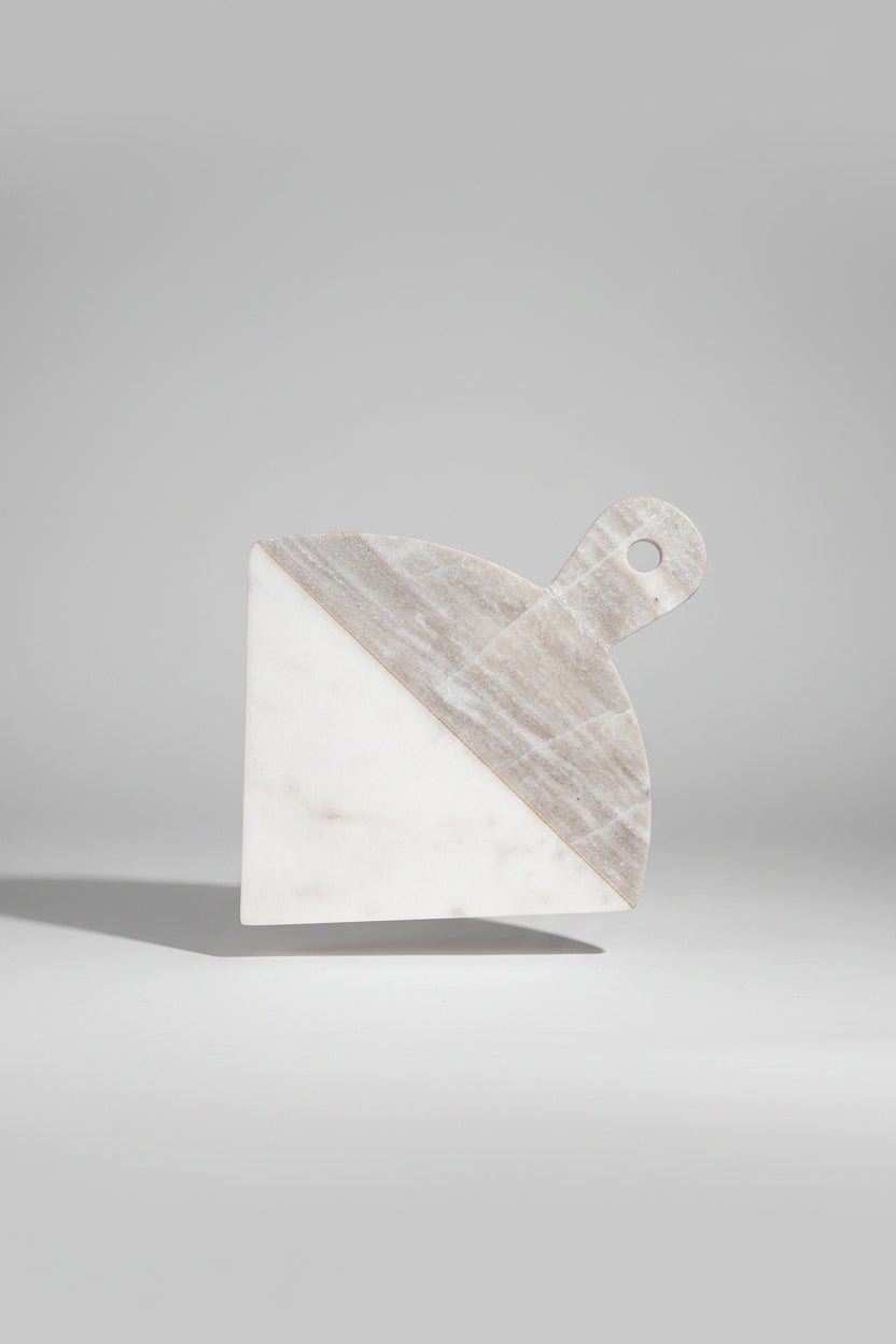 Handcrafted White Marble Serving Platter with Handle