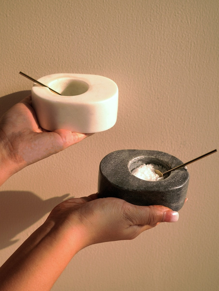 Black and White Marble Bowl Set – Two Pieces