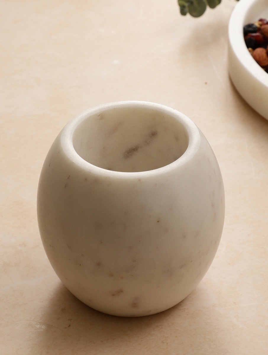 Handcrafted White Marble Multipurpose Organizer