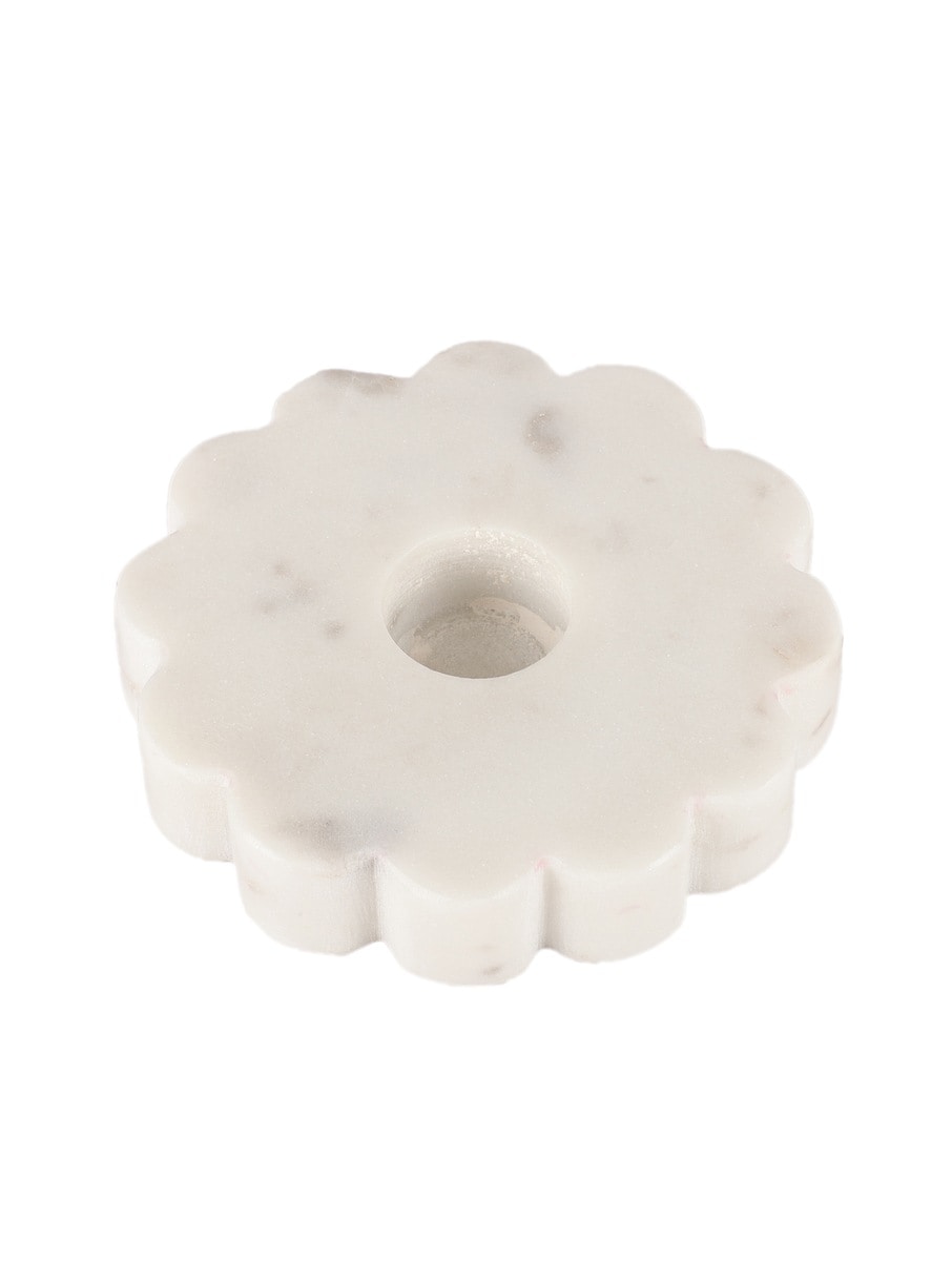 White Marble Flower Taper Candle Holder