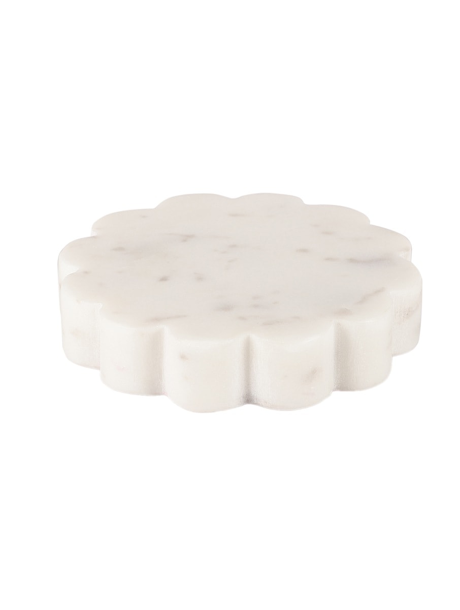 White Marble Flower Taper Candle Holder