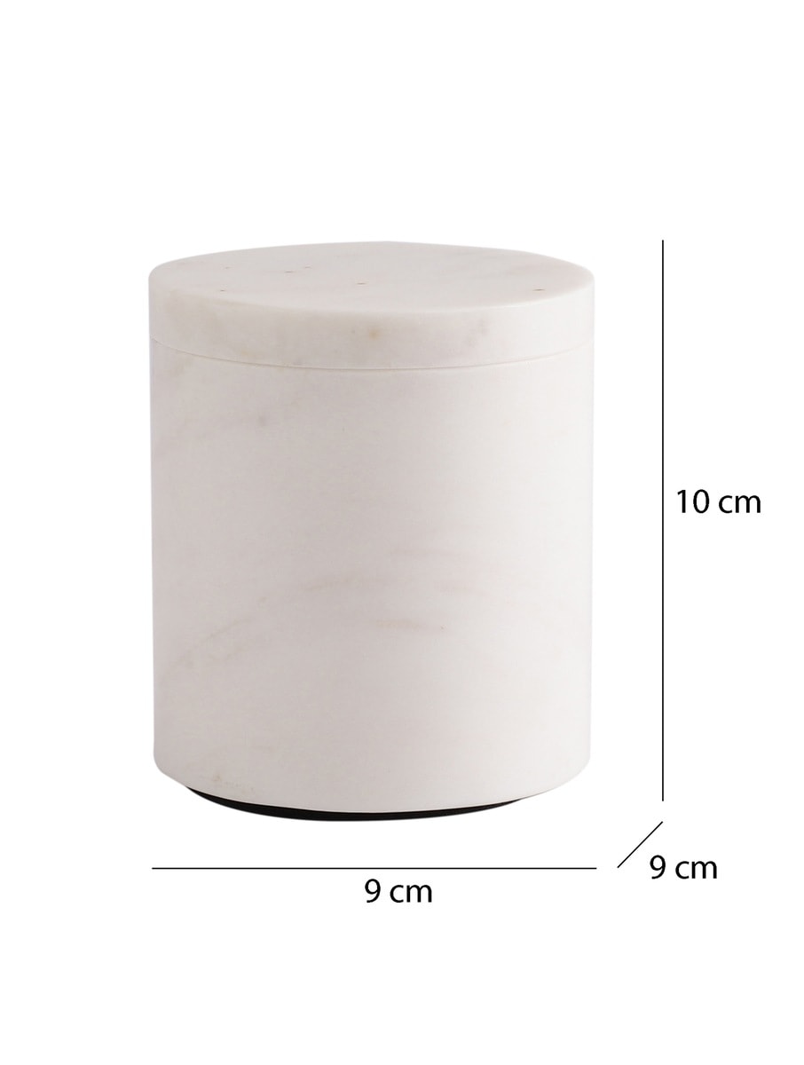 White Marble Storage Container with Flat Lid