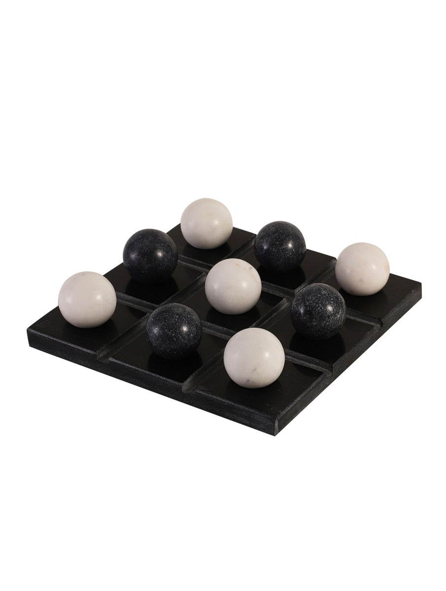 Black and White Marble Tic-Tac-Toe Game Set