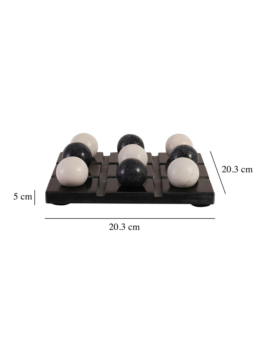 Black and White Marble Tic-Tac-Toe Game Set