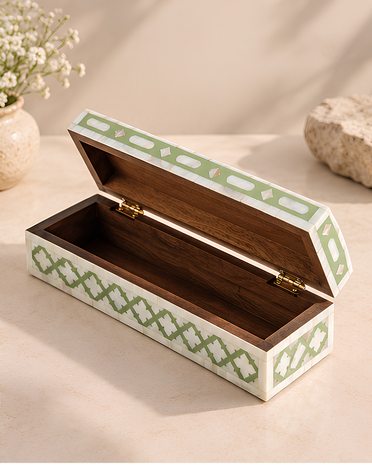 Olive Mother of Pearl Inlay Box