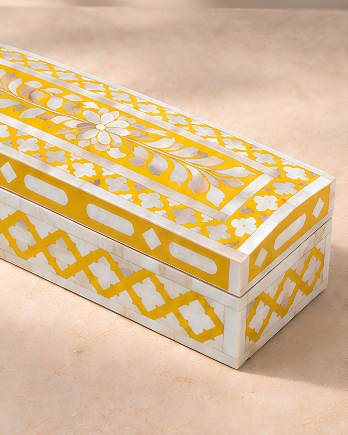 Golden Mustard Mother of Pearl Inlay Box