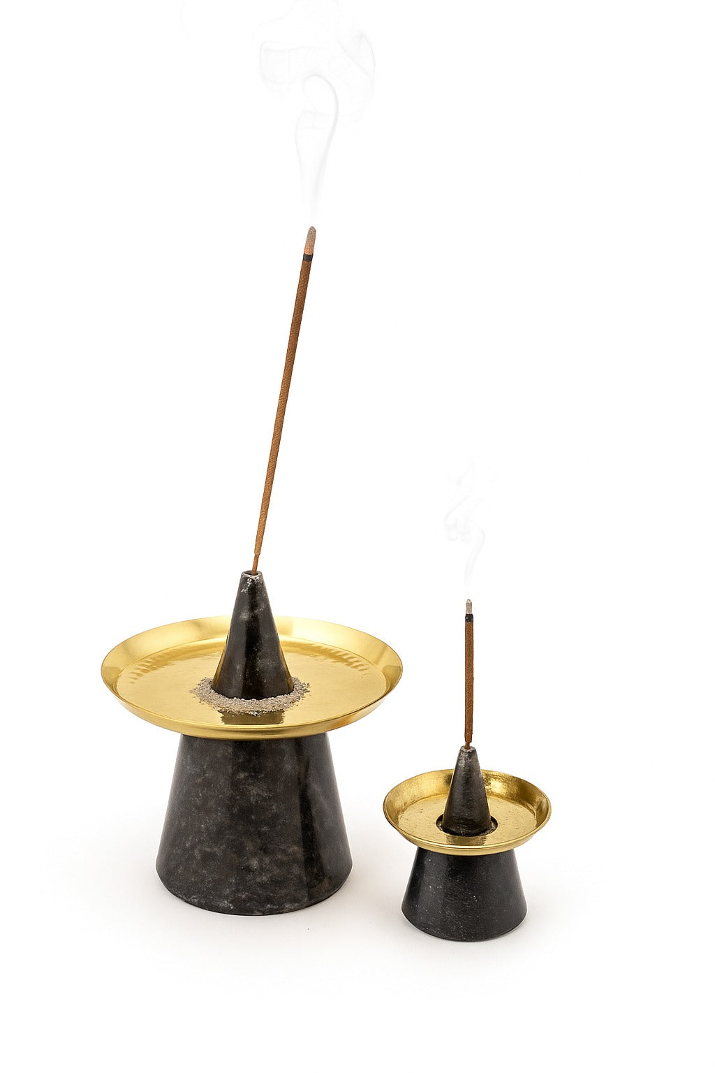 Black Marble Incense Stick Holder with Metal Ash Tray