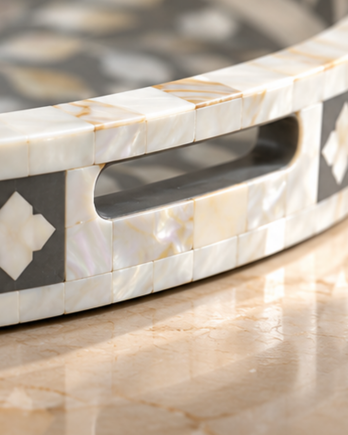 Slate Grey mother of pearl inlay decorative tray