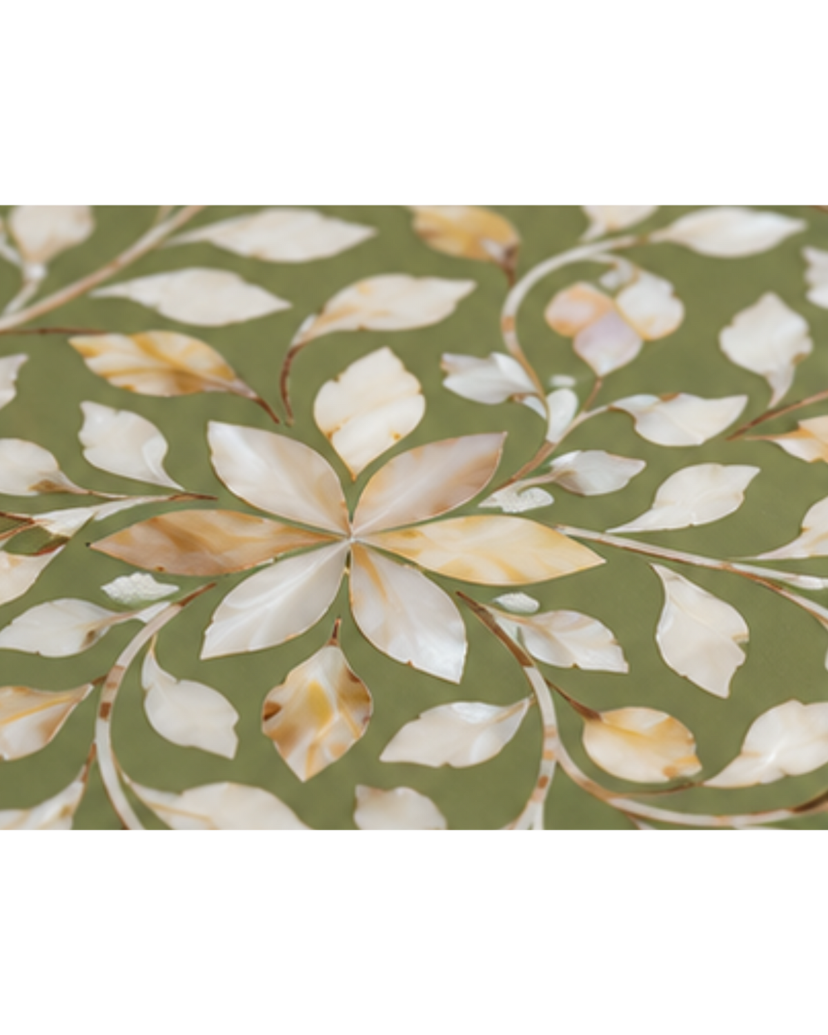 Olive Mother of Pearl Inlay Round Serving Tray