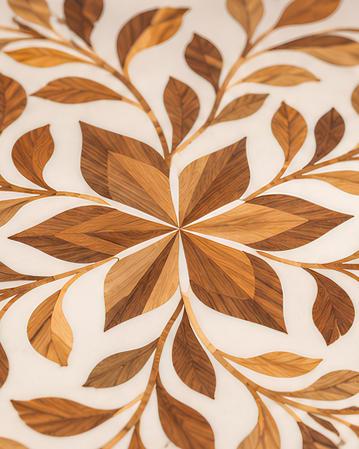 Wood Inlay Round Serving Tray