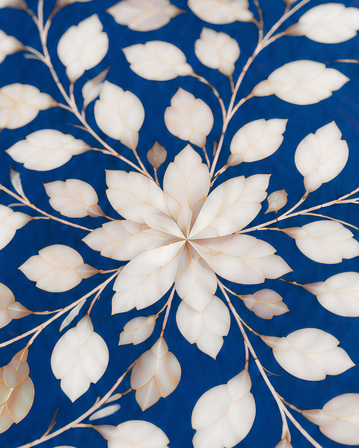 Royal Blue Mother of Pearl Inlay Round Serving Tray