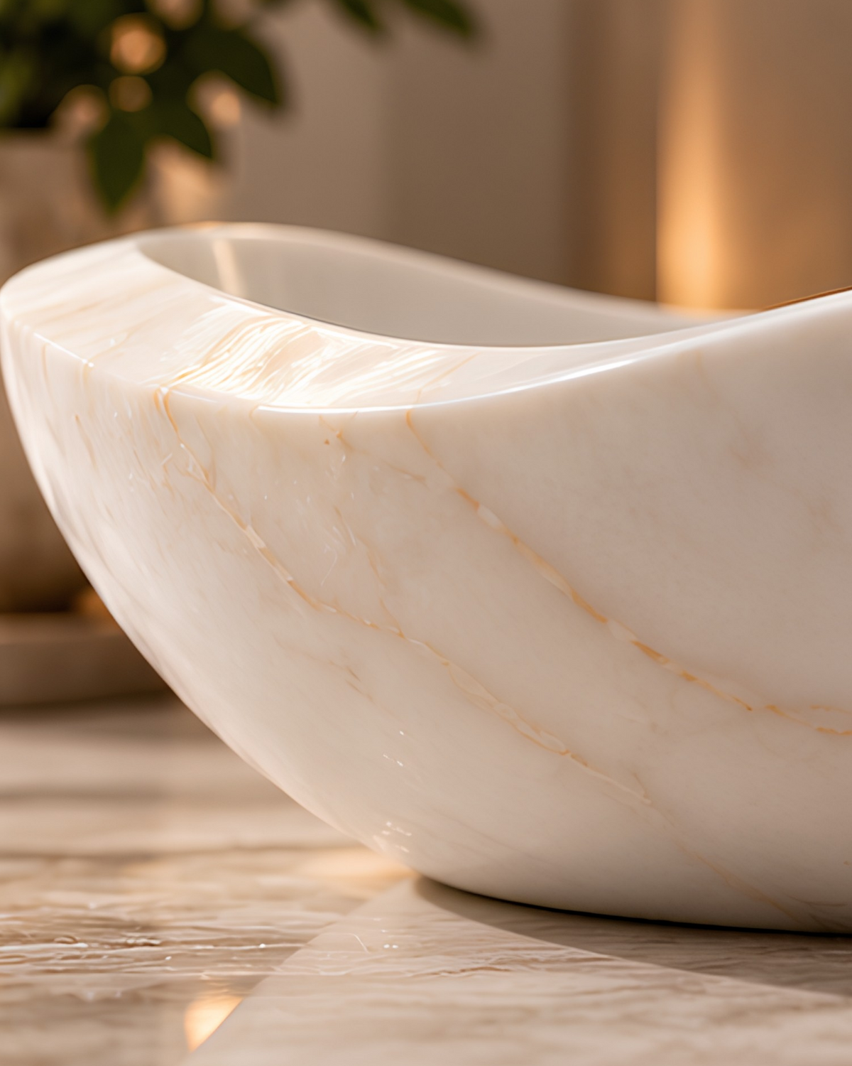 Coastal Waves marble vessel sink handcrafted natural stone countertop wash basin