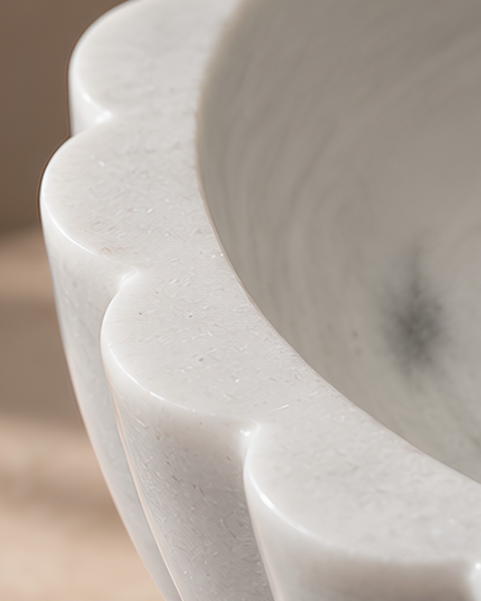 Cruller Marble Vessel Sink | Fluted Wash Basin | Sarasa Home