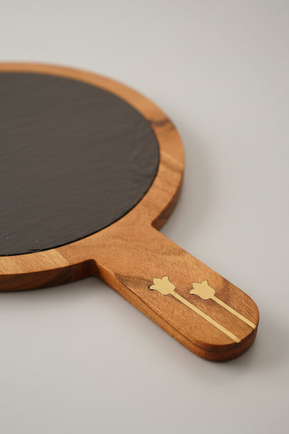 Black Marble and Wood Cheese Board