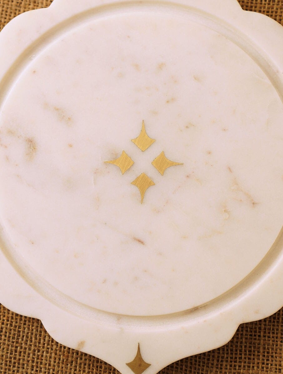 White Marble Cheese Cloche with Clear Dome Cover