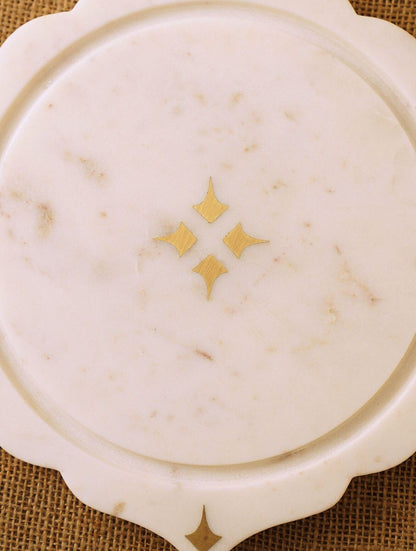 White Marble Cheese Cloche with Clear Dome Cover