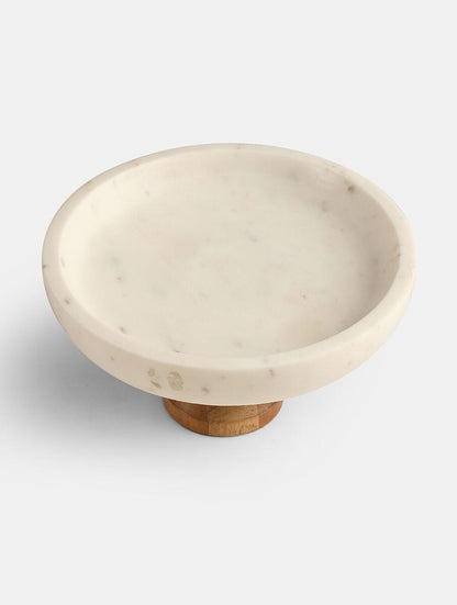 White Hand Crafted Marble Hand Carved Cake Stand