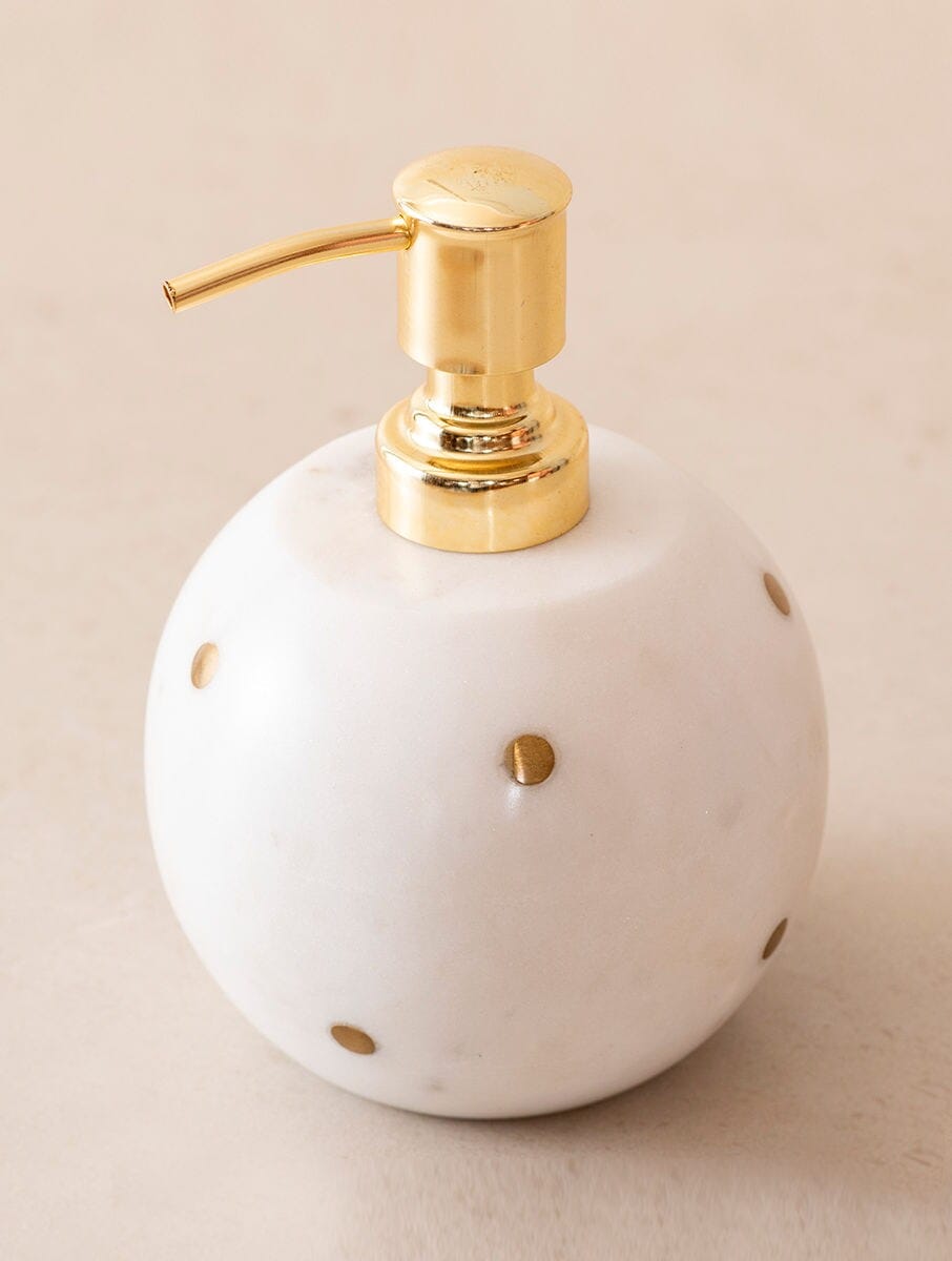 White Marble Bathroom Set with Metal Accents