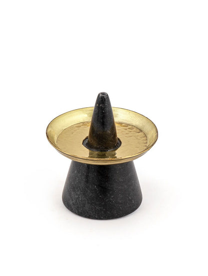 Black Marble Incense Stick Holder with Metal Ash Tray