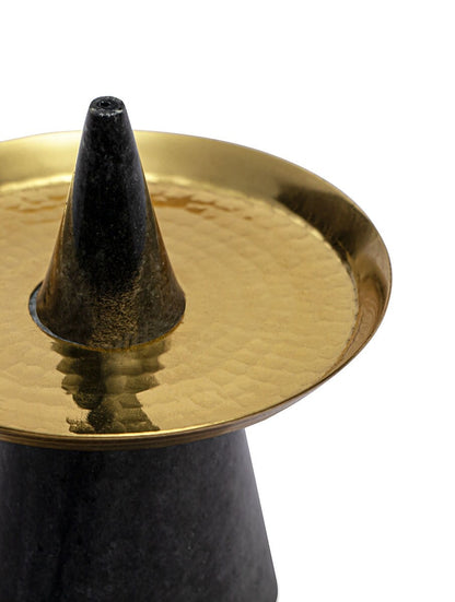 Black Marble Incense Stick Holder with Metal Ash Tray