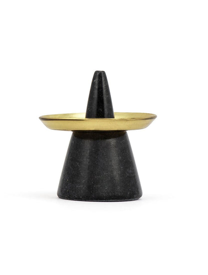 Black Marble Incense Stick Holder with Metal Ash Tray