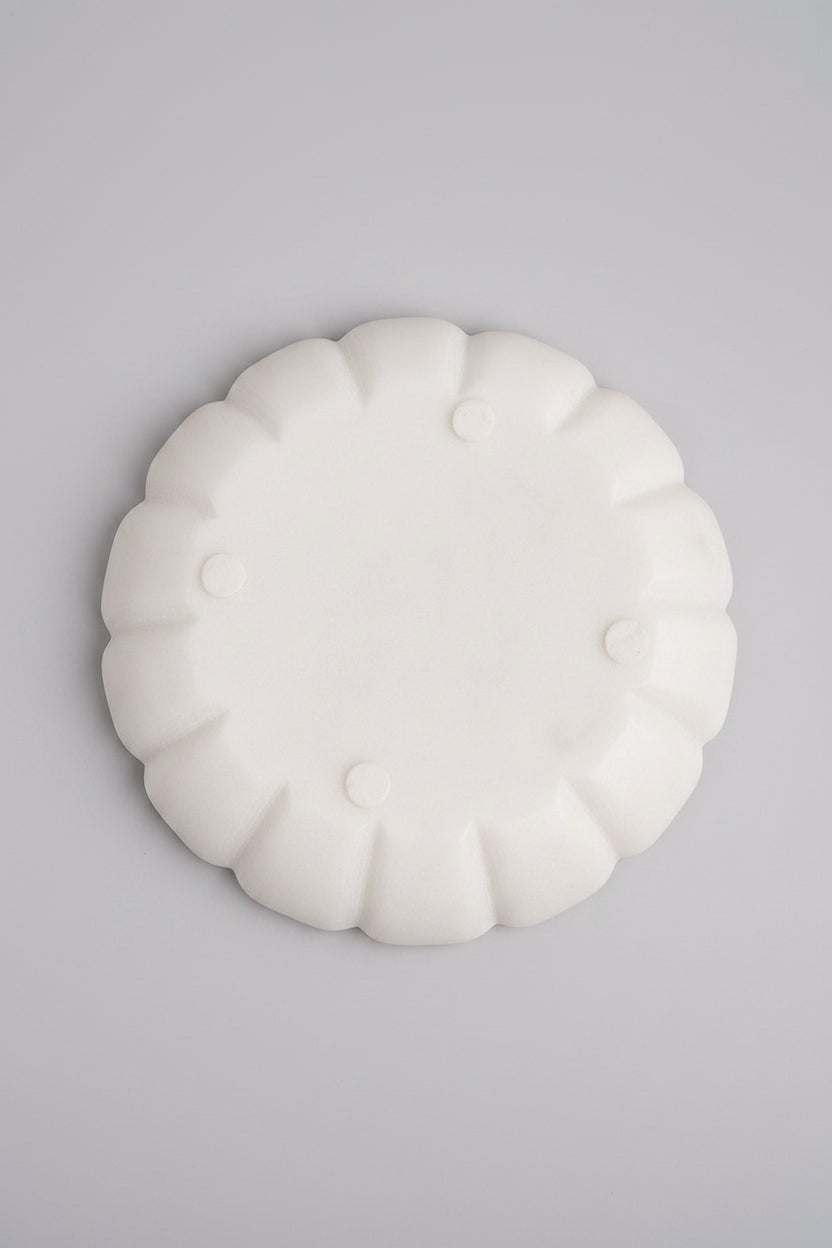 White Marble Flower Bowl with Incense Stick Holder