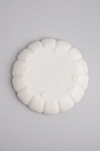 White Marble Flower Bowl with Incense Stick Holder