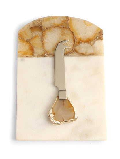 Agate and Marble Cheese Board & Serving Platter with Cheese Knife