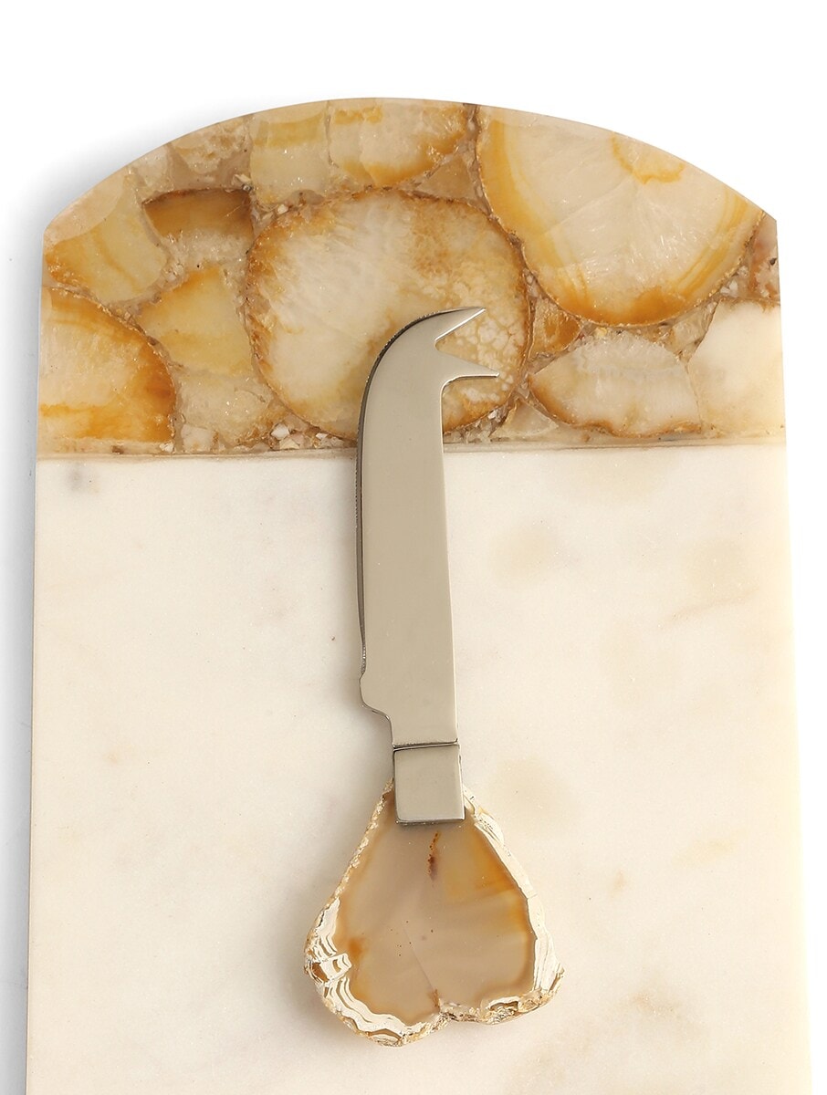 Agate and Marble Cheese Board & Serving Platter with Cheese Knife