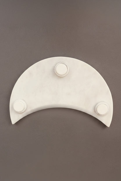 White Marble Crescent Platter with Metal Bowl