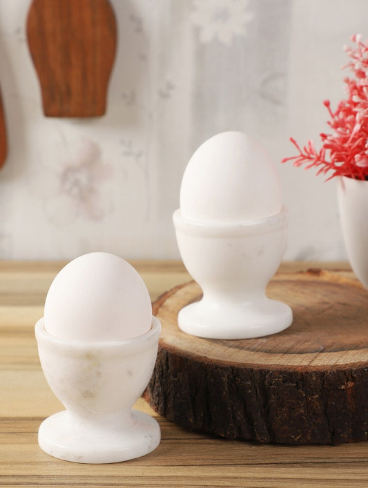 White Marble Egg Cups – Set of 2