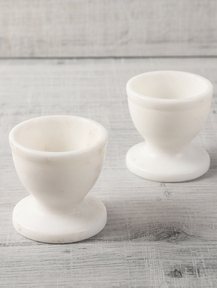 White Marble Egg Cups – Set of 2
