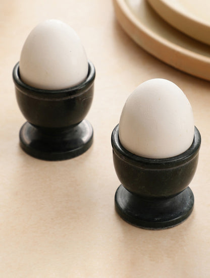 Black Marble Egg Cups Set of Two