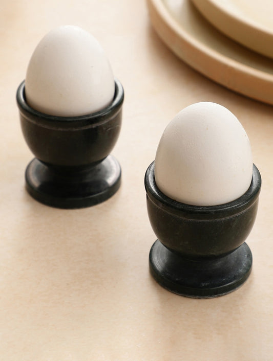 Black Marble Egg Cups Set of Two