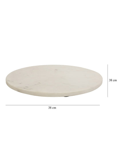 Handcrafted White Marble Round Serving Plate