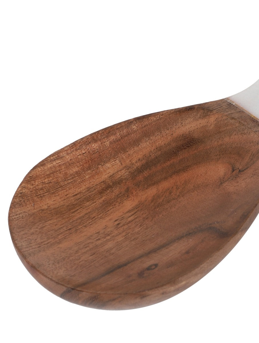 Wood and White Marble Handled Serving Platter