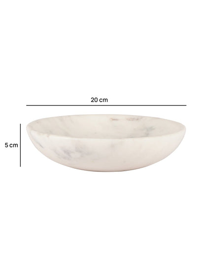 Handcrafted White Marble Shallow Serving Bowl